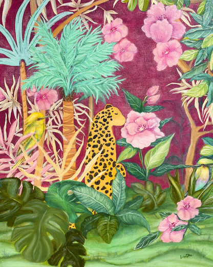 Tropical Jungle Illustration with leopards by Lana Devi
