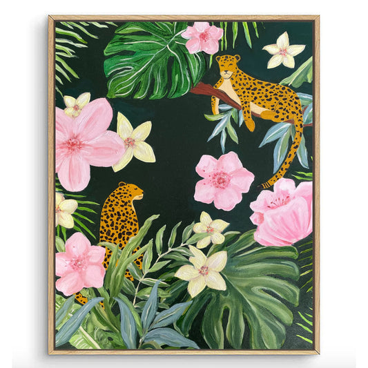 Tropical Jungle Illustration with leopards by Lana Devi