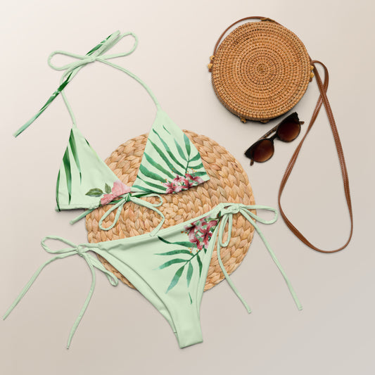 FLORAL ZEN MINT recycled string bikini