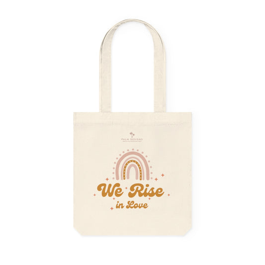 RISING IN LOVE woven tote bag