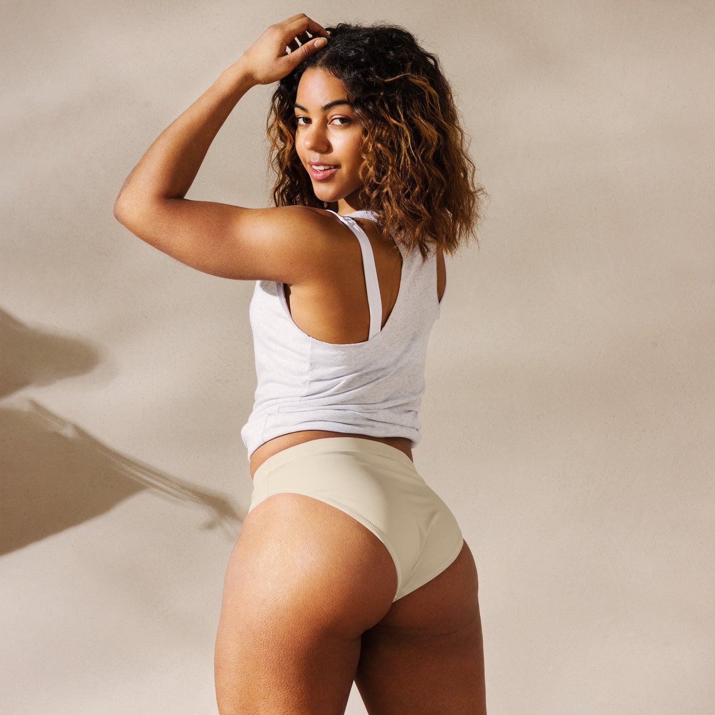 CHAMPAGNE recycled high-waisted bikini bottom