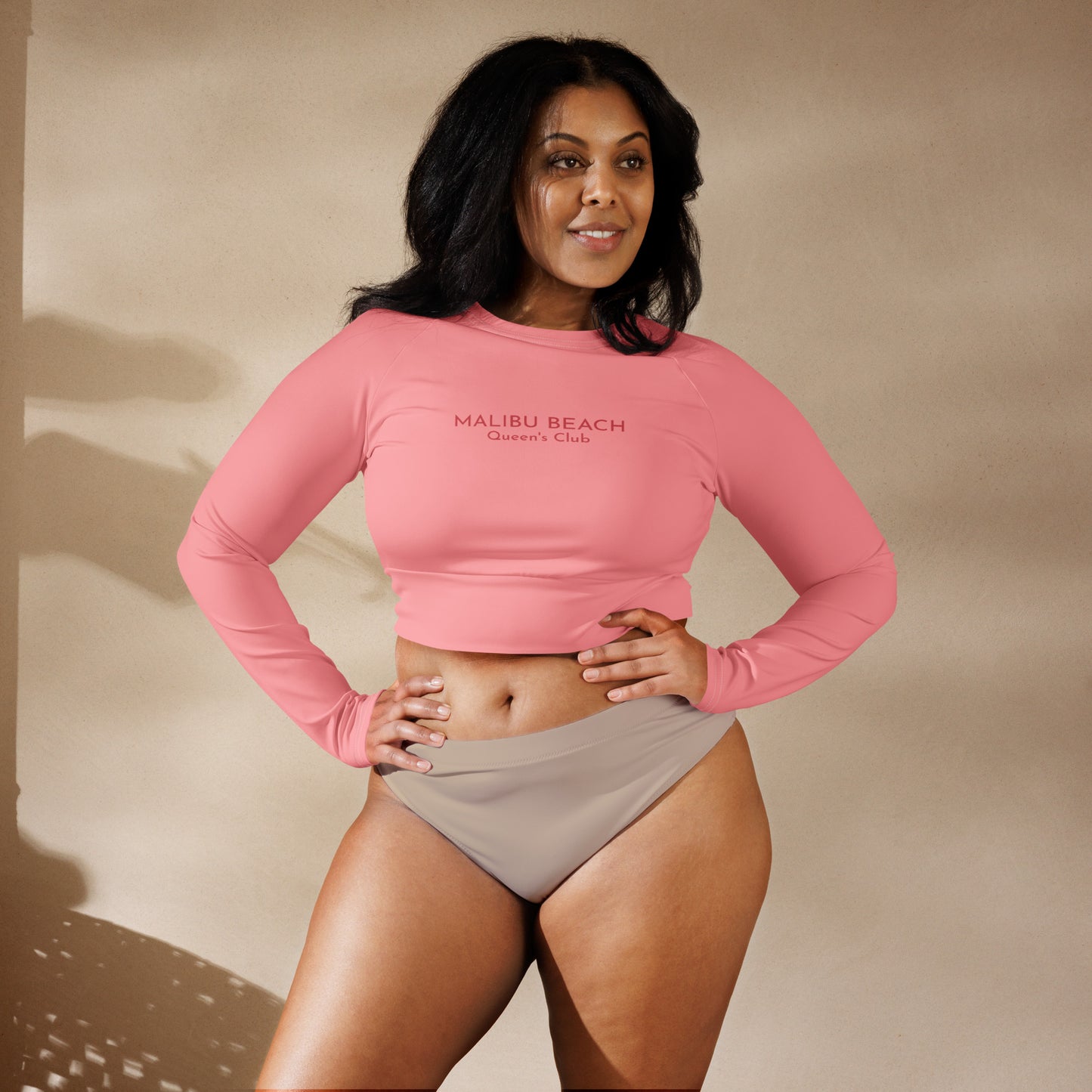 PARADISE PINK MALIBU recycled long-sleeve crop top