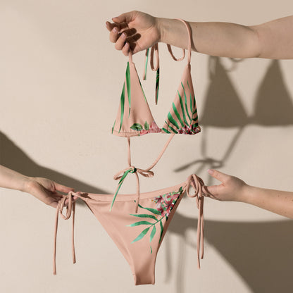 FLORAL ZEN PINK recycled string bikini set