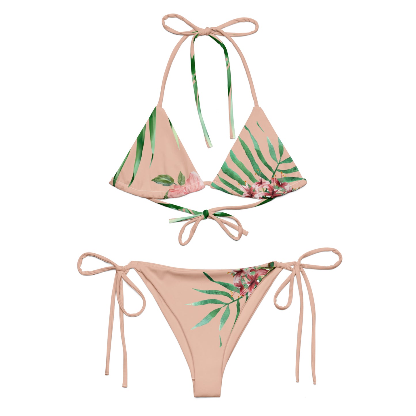 FLORAL ZEN PINK recycled string bikini set