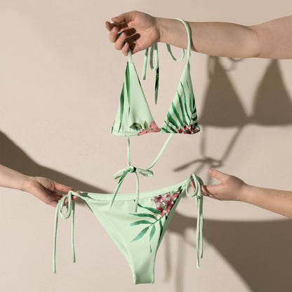 FLORAL ZEN MINT recycled string bikini